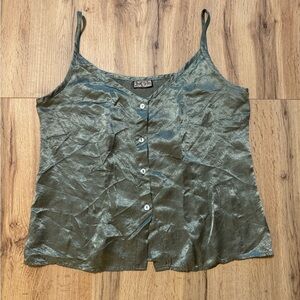 Street Wear by Carole Little Olive Green Women's Button Camisole Vintage Top